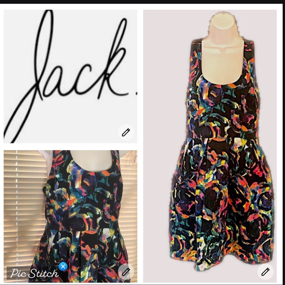 Jack sleeveless black floral dress w back cutout